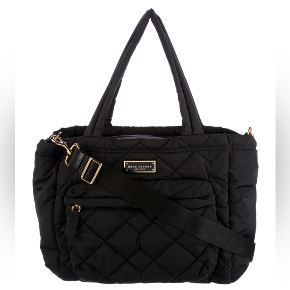 Marc Jacobs Nylon Quilted Black Tote Bag with Crossbody Strap